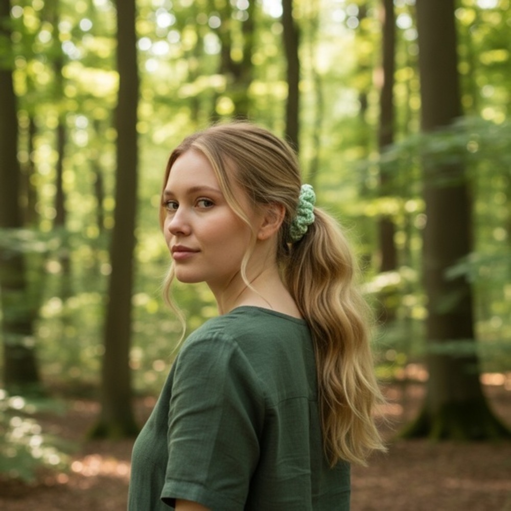 Elegant Green Hair Scrunchie